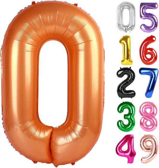 Orange Number 0 Balloon - 40 Inch Birthday Decoration for Milestone Celebrations | Party Supplies