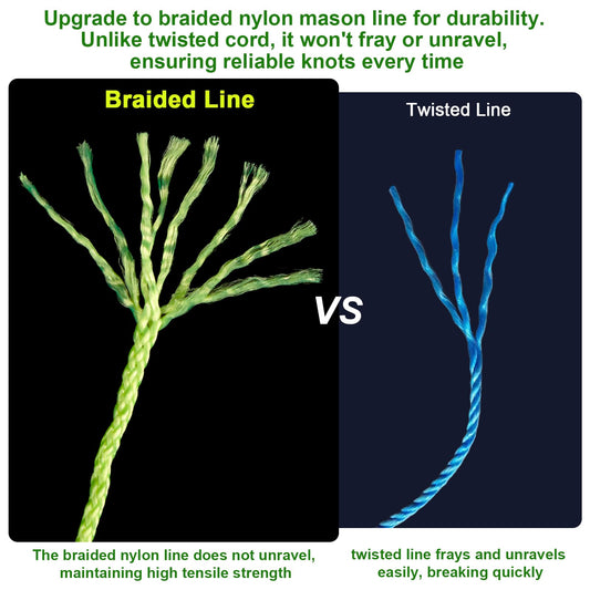 6 Roll Mason Line String Line - #18 Braided Nylon String - 500 Ft Length - Nylon with Reloadable Line Reel Twine for Gardening Or Masonry Tools - Perfect Construction String (Yellow)