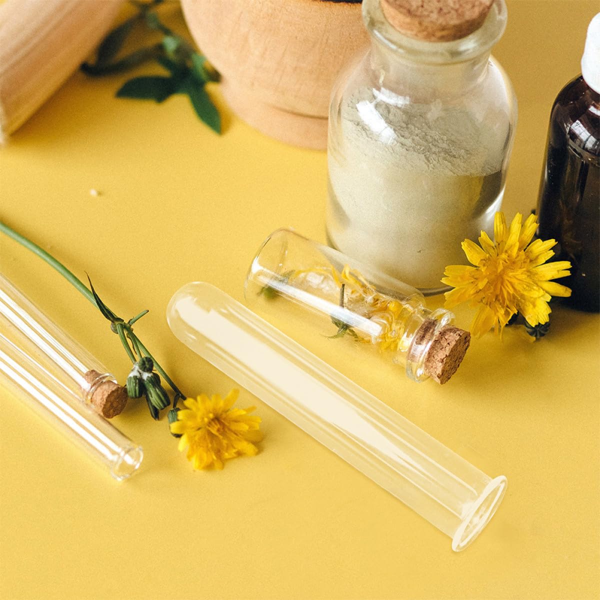 KALLORY 4pcs Glass Test Tube Vases 2.5x3x18cm Borosilicate Glass Plant Propagation Holder Hydroponic Flower Tubes Desktop Terrarium Set for Home Garden Decoration