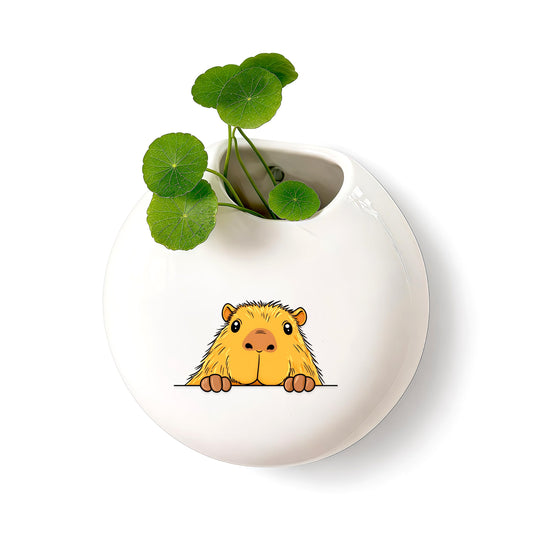 BJDAMAI Capybara Small Wall Planters for Indoor Outdoor Pots Ceramic, Gifts for Women Teens Girls Kids, Capybara Lovers Themed Gifts Decor Stuff Things Items!