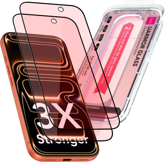 17 [3X 9H [2 Pack] UARMOR Screen Protector for [iPhone Pro] Red Light Converter, Anti-Blue Light, Impact Resistance]