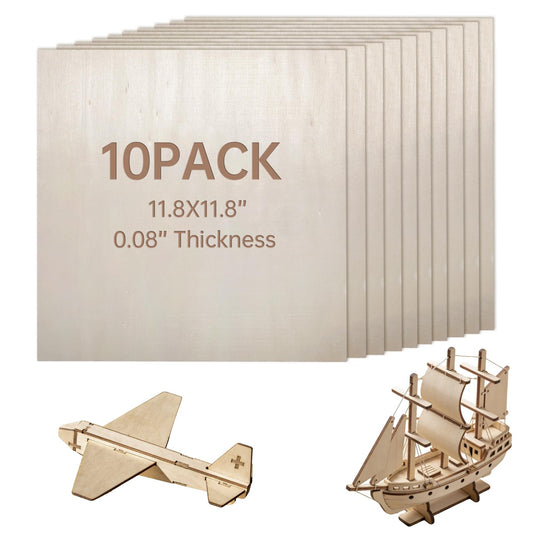 12 Pack Unfinished Basswood Sheets - 12x12 Inches, Wood Burning & DIY Craft Projects - Perfect for Model Making, Home Decor, and Gift Creating