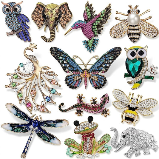 12 Pcs Brooches and Pins for Women Bulk Set Rhinestone Broches Pin Crystal Vintage Brooch Retro Pin Broches Para Ropa De Mujer Gifts for Women Girls