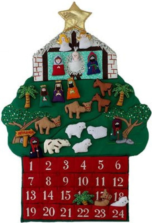 Regine Switzerland Nativity Fabric Advent Calendar - Festive Holiday Countdown | 24 Pockets
