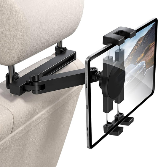 bokilino [3 1 4.7-12.9" Tablet Holder for Car Headrest, in Adjustable Extension Arm] iPad Car Mount for Back Seat, Road
