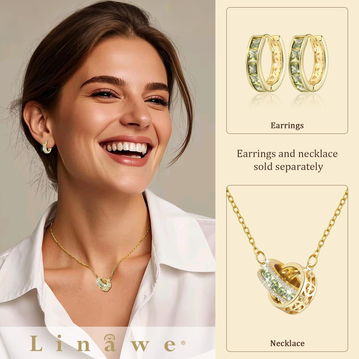Linawe Peridot Green Hoop Earrings for Women, Gold Stud Huggie Earrings, Cubic Zirconia Imitation Diamond Rhinestone Crystal Hoops, Cartilage Tragus Dainty Cute Piercing Jewelry