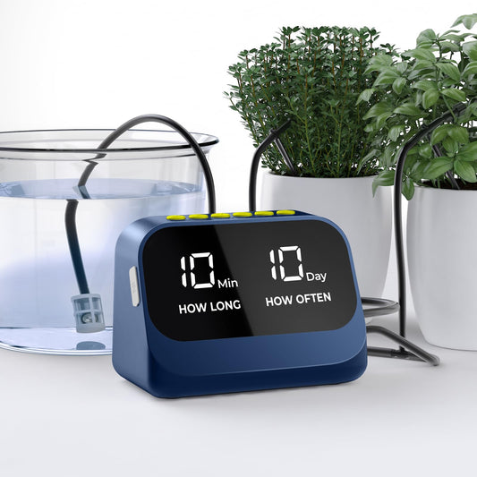Automatic Watering System for Potted Plants, Plant Waterer, DIY Drip Irrigation Kit with Smart Timer, Waterproof LED Display & Large Capacity Battery, Precise Distribution of Water (Blue)