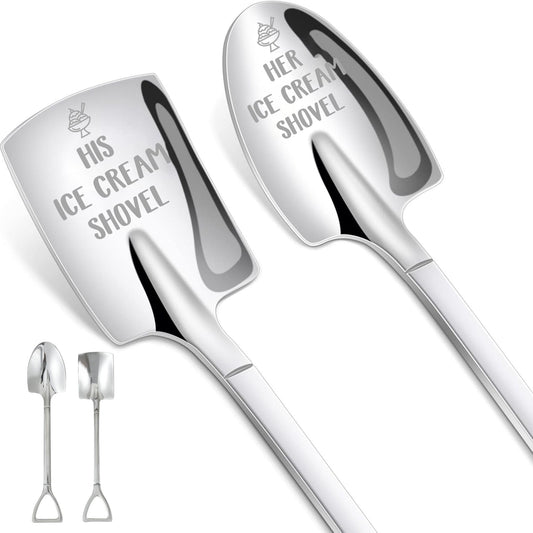 INNObeta Ice Cream Spoons, 2 Pcs Engraved Ice Cream Shovels, His and Her Gifts