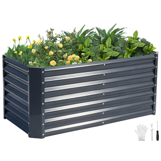 GoCampDirect 4x2x1.86ft Raised Garden Bed - Galvanized Deep Root Planter Boxes Outdoor with Wing Nuts and Safety Edges for Gardening Vegetables, Flowers, Herbs, Succulents - Gray