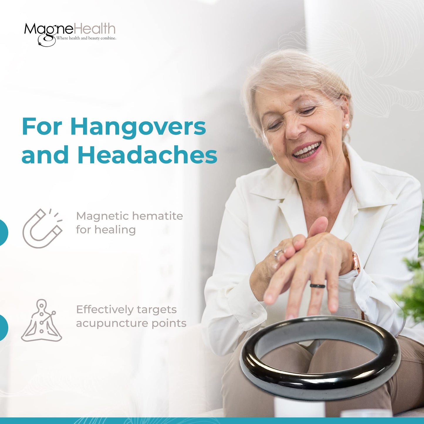 MAGNEHEALTH Holiday Hangover Hematite Ring, Elegant Magnetic Hematite Ring as Jewelry for Men and Women (Size 6)