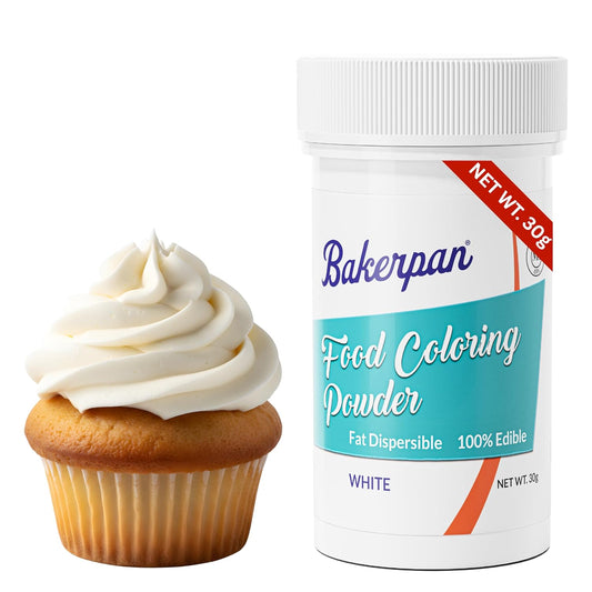 Bakerpan White Food Coloring Powder - Oil-Based, Dye-Free, Perfect for Frosting & Baking - 30g