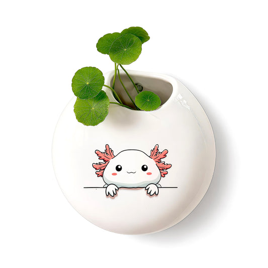 BJDAMAI Axolotl Small Wall Planters for Indoor Outdoor Pots Ceramic, Gifts for Women Teens Girls Kids, Axolotl Lovers Themed Gifts Decor Stuff Things Items!