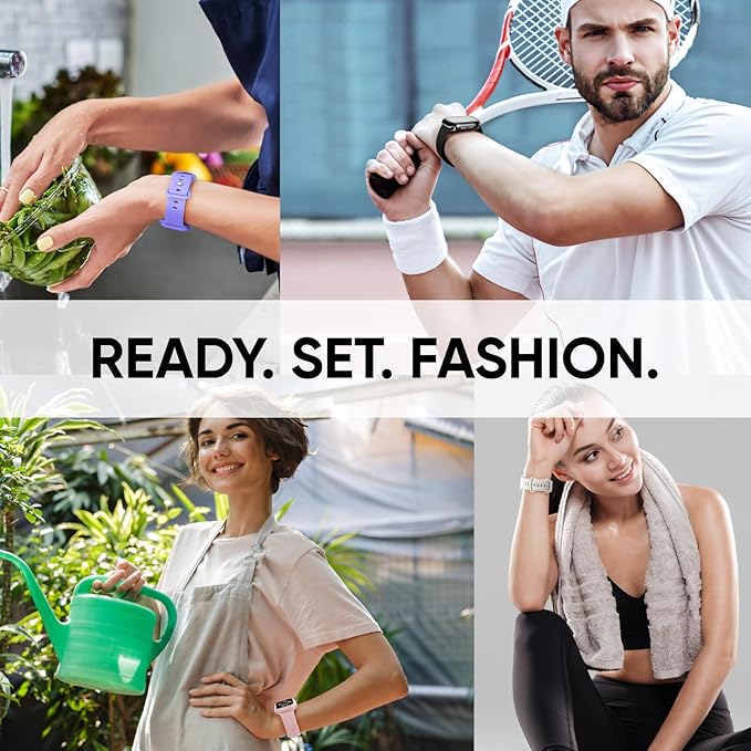 Compatible for Apple Watch Band 44mm 45mm and Case with Screen Protector, Soft Silicone Sport Strap Bands and Protective Cover with Tempered Glass for iWatch Series 9 8 7 SE 6 5 4