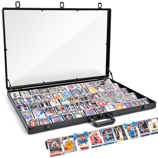 Trade Show Display Case – 34"x22" Large Aluminum Locking Tabletop Showcase for Trading Cards, Sports Cards, TCG, Jewelry – Lightweight & Portable for Exhibitions, Conventions, and Collectibles, Black