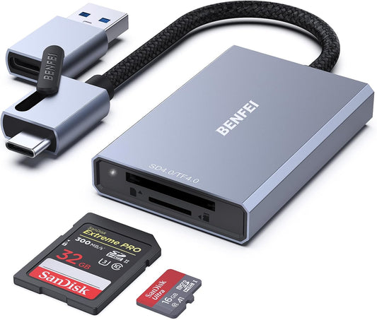 BENFEI 4.0 2-in-1 MMC, RS-MMC, SD Card Reader, USB-C/USB-A Memory Card Reader, for SDXC, SDHC, SD, Micro SDXC, Micro