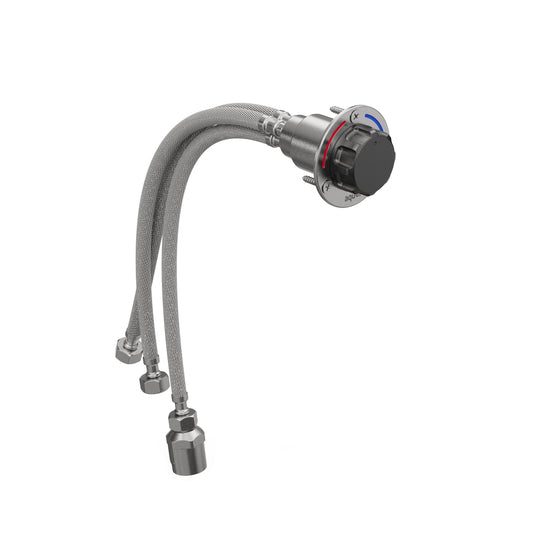 Aquor Utility Mixing Valve, Compact G1/2 inch Thermostatic Mixing Valve with Hot/Cold Temperature Control, Hydrant Pairing for Boat, Marine, and RV Outdoor Shower, Stainless Steel