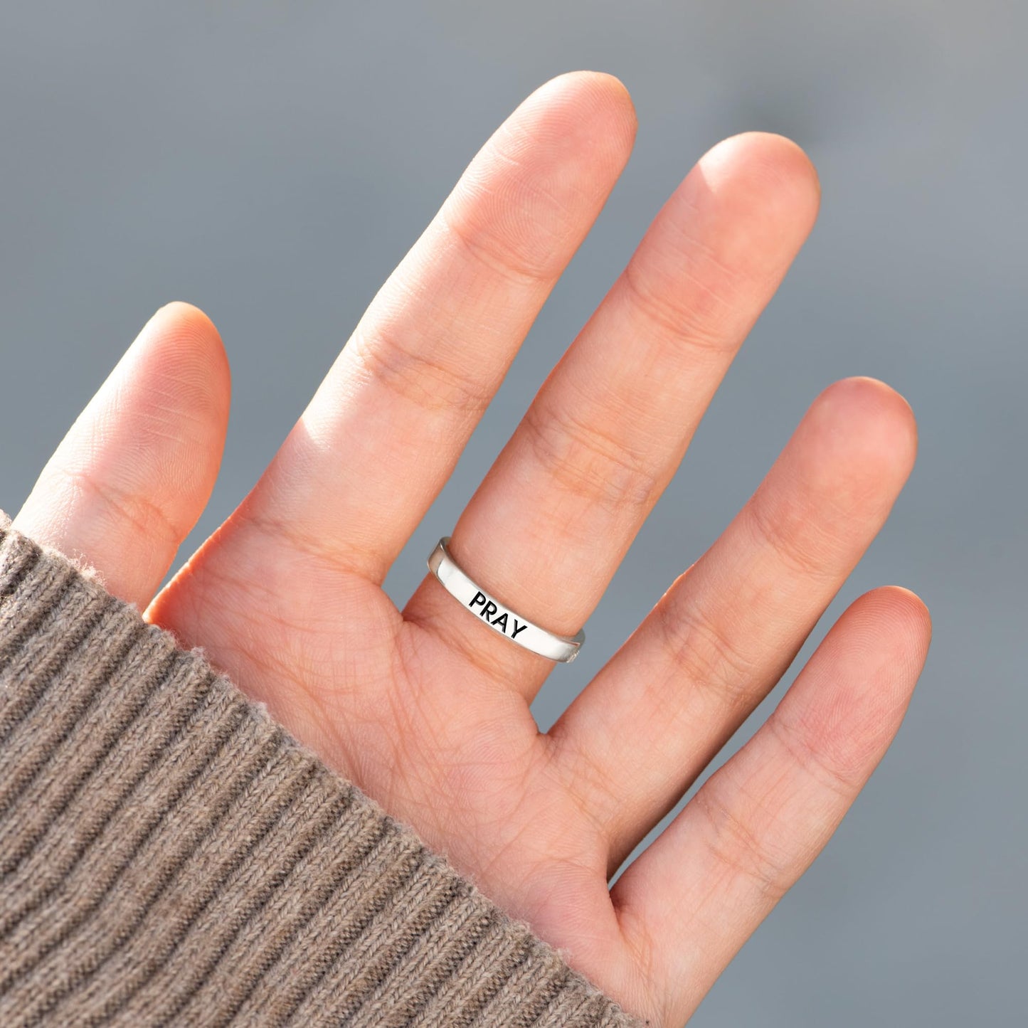 STORYJEWELLERY Faith Ring, Cross Rings for Women, Silver Purity Ring, Christian Rings for Women, Christian Jewelry, Confirmation Gifts, Baptism Gifts, Size 10