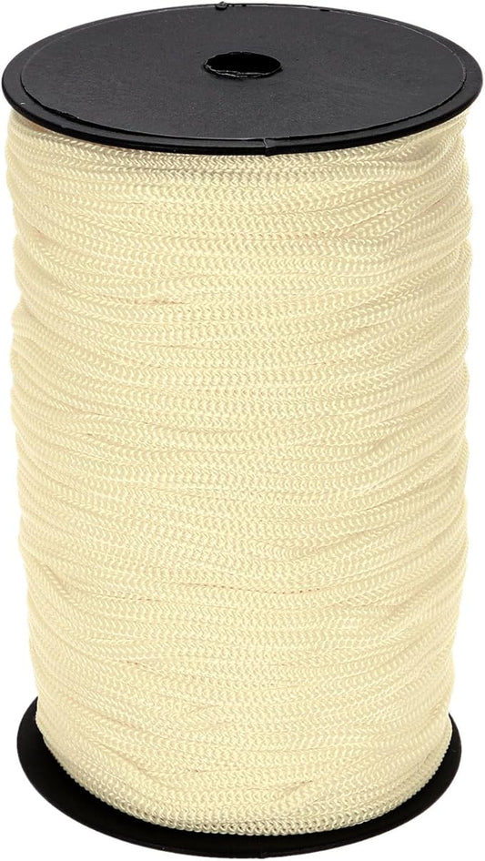 MECCANIXITY 3/16 Inch Polypropylene Rope Braided Ropes, 328ft Nylon Rope Hollow Utility Cord for Clothesline, Camping, Hiking, Outdoor, Beige
