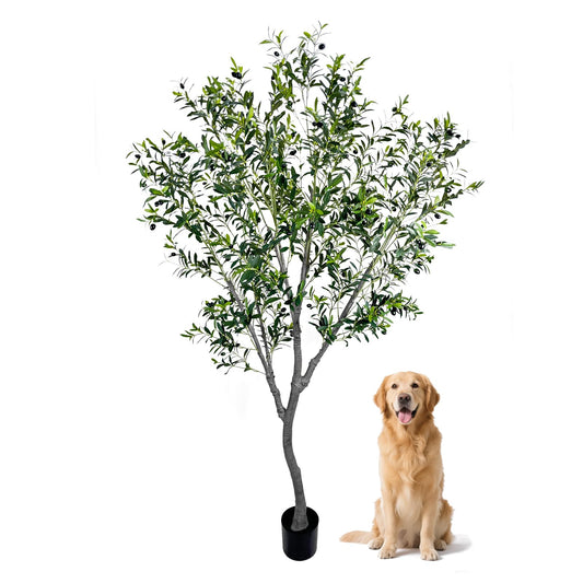 Faux Olive Tree, 8 Feet Realistic Faux Olive Tree Trunks & Leaf Fruits for Home Décor Accents, Perfect for Living Room & Office - Olive Trees Artificial Indoor