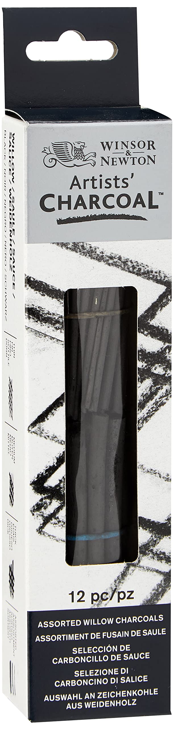 Winsor & Newton Artists' Willow Charcoal, Assorted, Box of 12