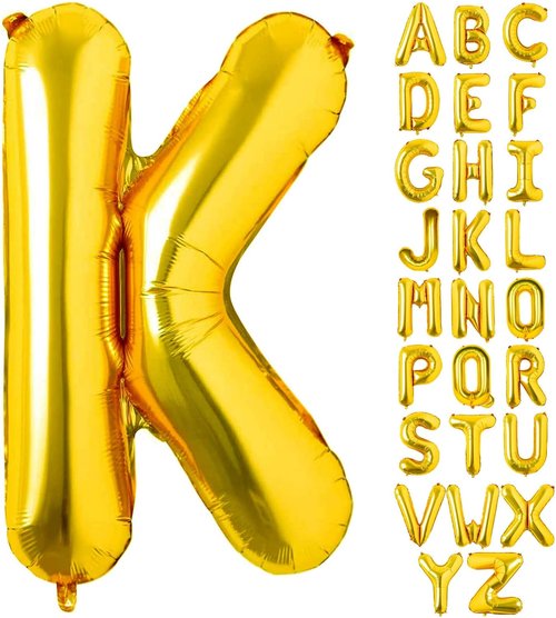 Lovoir 40 Inch Jumbo Gold Letter K Balloon - Mylar Foil Helium Party Decoration