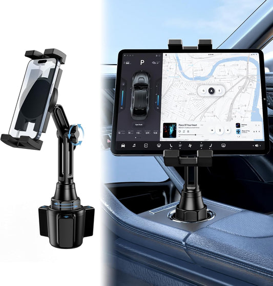 YYDBS 4.7-13 Tablet Holder for Car, Car Cup iPad Holder Mount, [Upgraded Version] Universal Cup Cradle, Long Adjustable