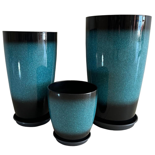 MinCHI257 24/21/11 Inch Tall Planter Pots Garden Plastic Planters - Set of 3 for Indoor & Outdoor Use - Decorative Lightweight Flower Pots