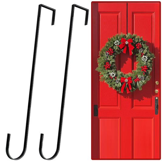 12" Wreath Hangers for Front Door,2 Pack Wreath Door Hanger,Non Scratch Over The Door Hooks Halloween Christmas Easter Decorations Welcome Sign for Front Door Décor, Slim Hangers