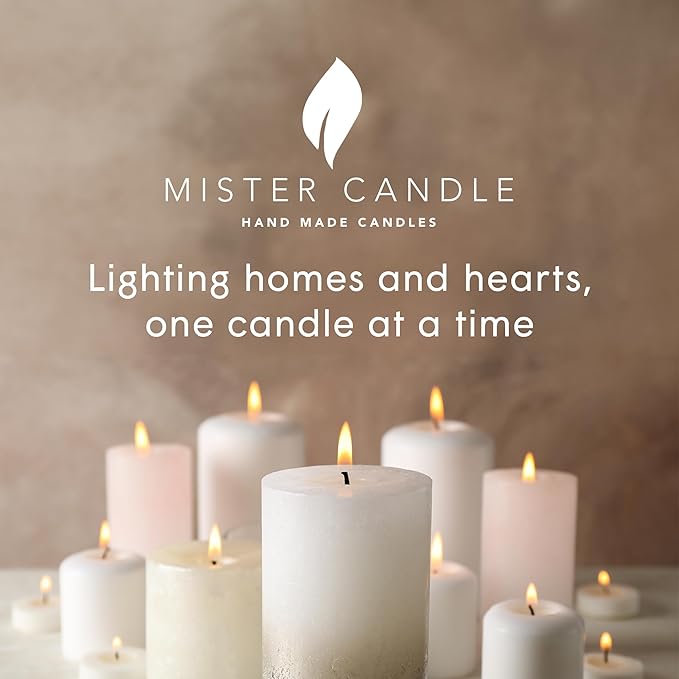 Mister Candle Dripless Unscented Orange Pillar Candles, Set of 3 Hand Poured Solid Color Non-Scented Candles for Home Decor, Premium Wax, 60 Hr Burn Time - 3x4 Inch, Orange