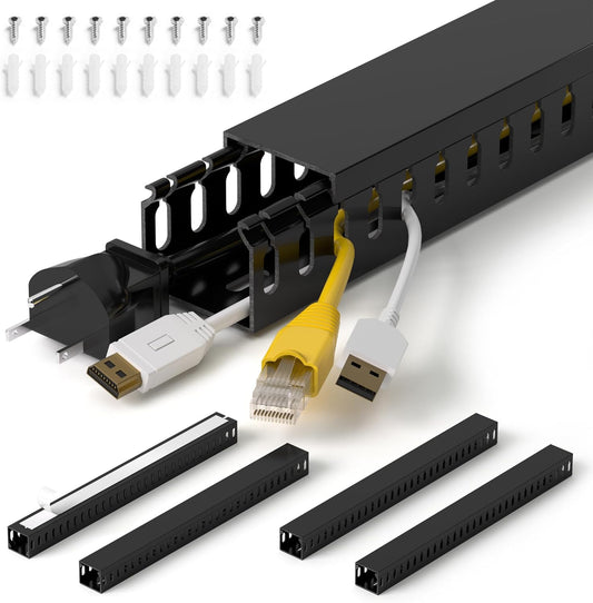 ZhiYo H1.4 W1.6in 66in (4X L16.5in) Professional Server Rack Cable Management Raceway, Cable Raceway Kit, Electrically