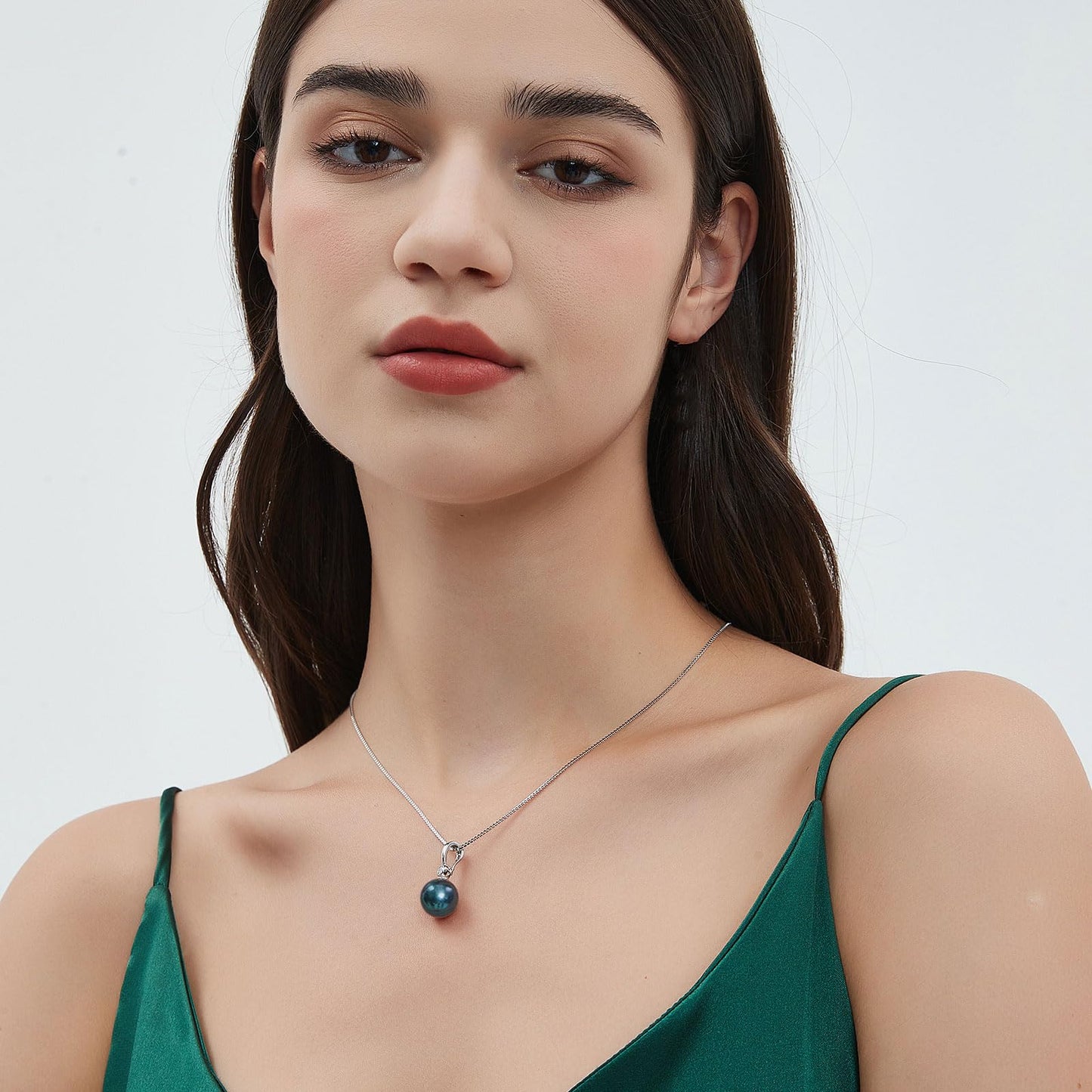 YAMI Black Tahitian Pearl Pendant Necklace, 12-13mm Saltwater Cultured Pearls, 925 Sterling Silver with 18+2IN Adjustable Box Chain Elegant Luxury Jewelry Gift for Women
