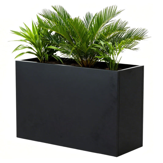GZLVSOW Metal Outdoor Planter 36" L x 15" W x 24" H for Tall Planter Metal Rectangular Planter with Removable Insert Shelf for Outdoor, Indoor, Garden, Patio (Black, 36 * 15 * 24)