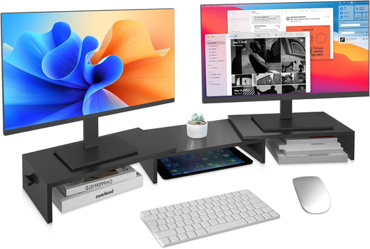 2 48.2" 44 lbs Pholiten Dual Monitor Stand Riser for MonitorsDesktop Monitor Stand with Adjustable Length and Swivel