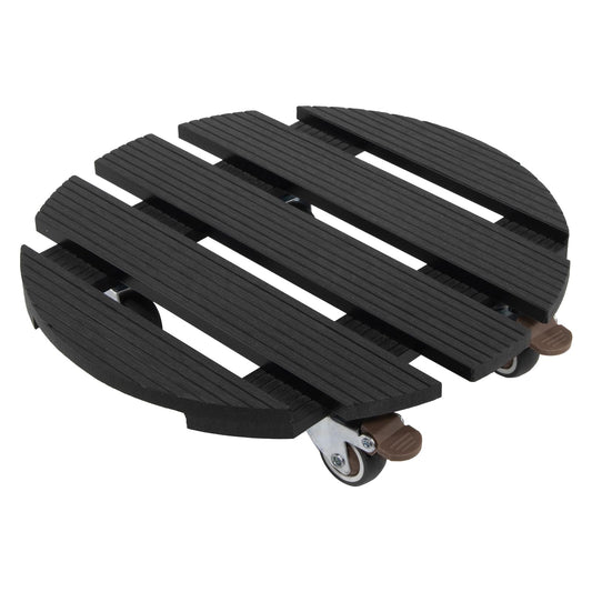 YOULITE Plant Caddy with Lockable Rubber Casters, 12 Inch Round Wood Plastic Composite Planter Stand, Heavy Duty 200 Lbs Capacity for Indoor & Outdoor Plants (Black, Round)