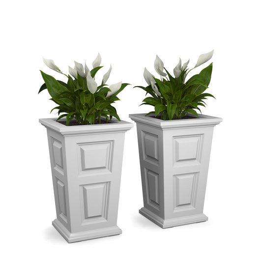 Mayne Wyndham 24-Inch Tall Planter, 2-Pack – Self-Watering, Weather-Resistant Planter for Flowers – Durable Indoor/Outdoor Design for Patio, Porch, or Entryway