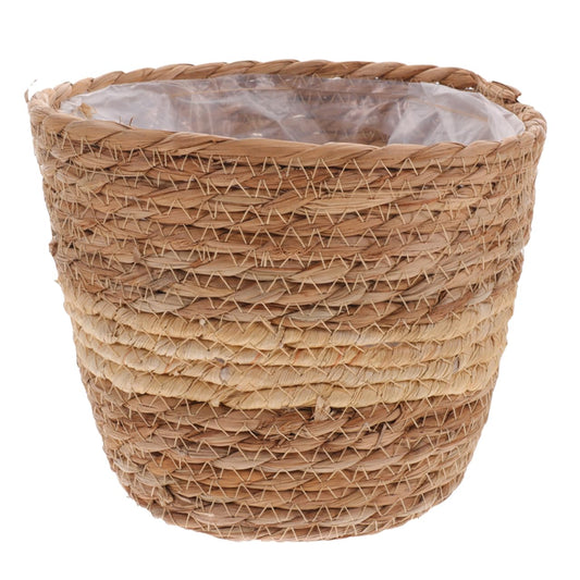 Zerodeko Hand Woven Plant Basket Natural Seagrass Planter Pot 7.08X7.08X5.90In Compact Indoor Decorative Container for Flower Arrangement Home Gardening Storage