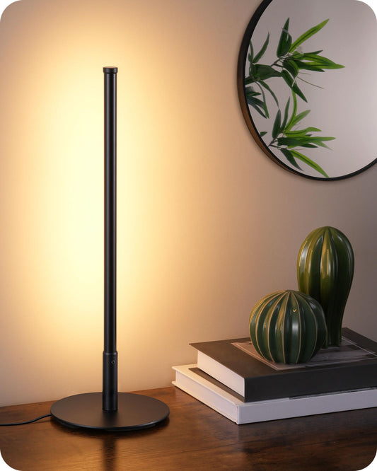 EDISHINE Upgraded LED Table Lamp, Stepless Dimmable Bedside Lamp with 3 Color Temperature, Modern Nightstand Lamp, Desk Lamp for Bedroom, Living Room, Corner, Gift, Metal Finish, Black, 6W