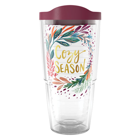 Tervis EttaVee Cozy Christmas Holiday Season Wreath Made in USA Double Walled Insulated Tumbler Travel Cup Keeps Drinks Cold & Hot, 24oz, Wreath