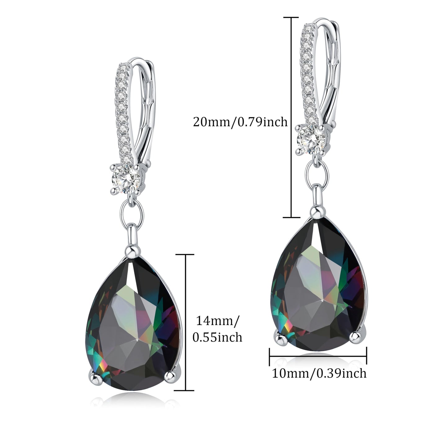 BAMIKI Sterling Silver Teardrop Leverback Dangle Earrings for Women Hypoallergenic, 10×14mm Pear Birthstone Pink Cubic Zircon Drop Earrings Trendy Jewelry Gifts for Wife Daughter Mother