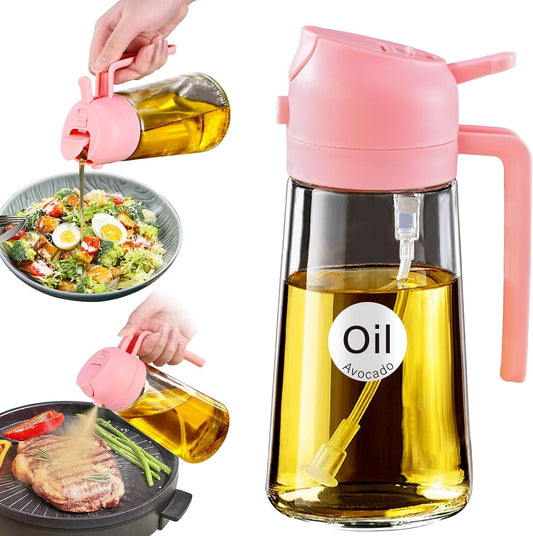 YARRAMATE Oil Sprayer - 16oz Food-Grade Premium Olive Oil Dispenser for Cooking | Pink