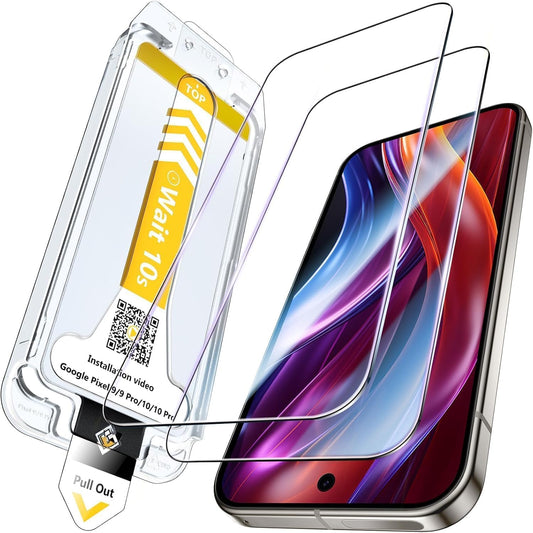 2 Pack 10 [Auto-Dusting-0 9H 10 9 9 EGV for Google Pixel Pro Screen Protector [One-Pull Install] Military Grade
