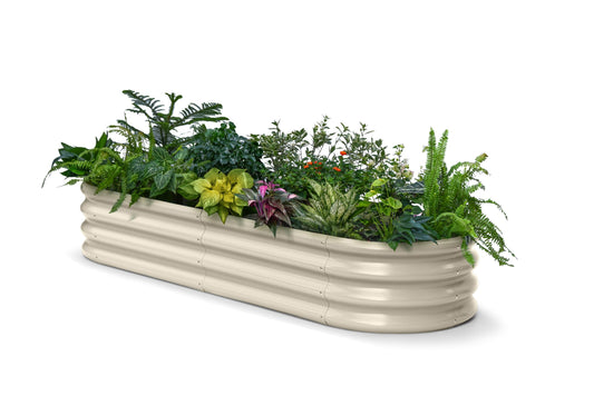 Annoell Galvanized Raised Garden Bed 6x2x1ft - 12" Tall Metal Planter Box for Outdoor Plants, Vegetable, Herb with Durable Steel & Rot Resistant, Small Flower Bed for Balcony and Patio - Sand Beige