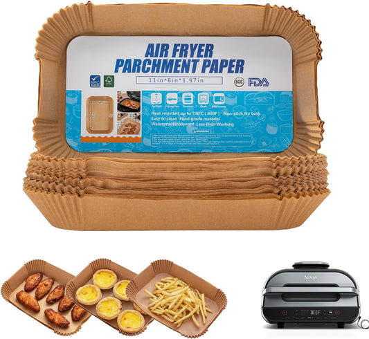 Ninja | Air Fryer Liners - 120 Pcs Disposable Parchment Paper for Smart XL & FG551 Grill - Rectangular