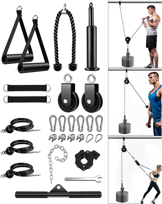 ASIEIT Weight Cable Pulley System for Home Gym, Durable Cable Pulley Attachments for Garage Gym, Upgraded Cable Machine for Fitness Enthusiast, Cable Pulley System Gym for Basement Gym Squat Rack