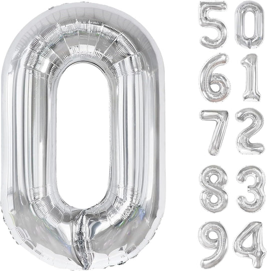 Silver Number Balloon - 40 Inch 0 Balloon for Birthday Celebrations | Elegant Party Supplies