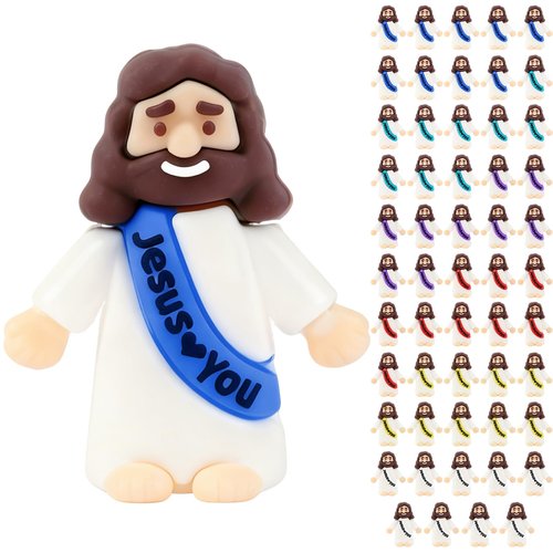 54 Pack Little Jesus Figurines in Bulk, Pocket Jesus Loves You, Jesus Small Figures, Little Tiny Jesus Figures for Church Christmas Party Favors Baptism Gifts Religious Gifts for Easter Egg Stuffers
