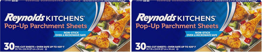 Reynolds Kitchens Parchment Paper Sheets - 10 x 13 Inches, 30 Count | Convenient Pop-Up Design