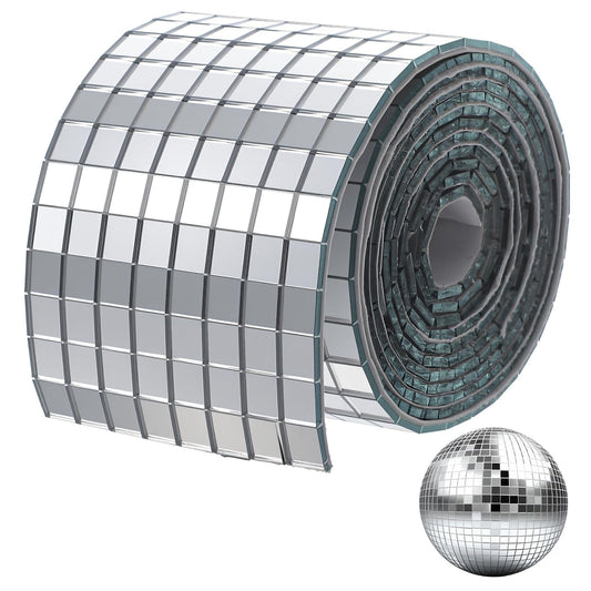 16000 Pcs Disco Ball Mirror Tiles, 10 Rolls Self-Adhesive Mirror Stickers, 5x5mm Real Glass Mini Square Mosaic Tiles for DIY Crafts, Home Decor, Party Decoration