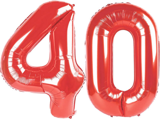 Red Number 40 Balloon - 40-Inch Birthday Decoration for 40th Party | Perfect for Girls & Boys
