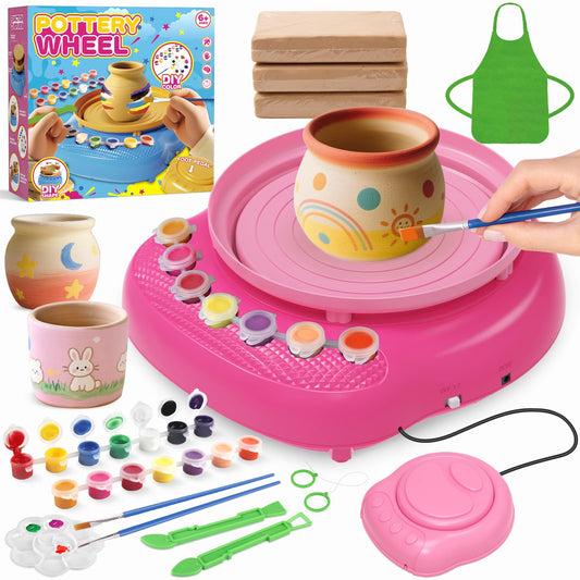 TingingYuli Pottery Wheel for Kids with Clay Kit - Arts and Crafts for Kids Ages 6-8 8-12, Complete Pottery Kit with Air Dry Clay and Painting Tools, Easter Christmas Birthday Gift for Boys Girls